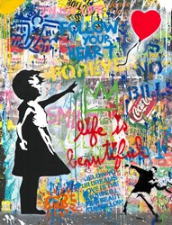Balloon Girl by Mr. Brainwash - Original on Paper sized 38x50 inches. Available from Whitewall Galleries